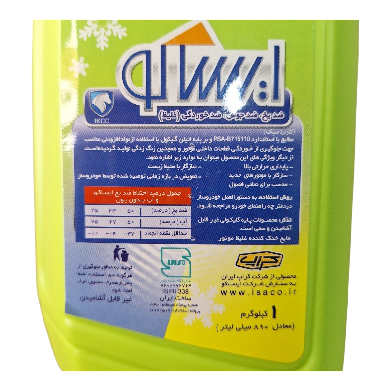 تصویر گالری ضدیخ یک لیتری ایساکو